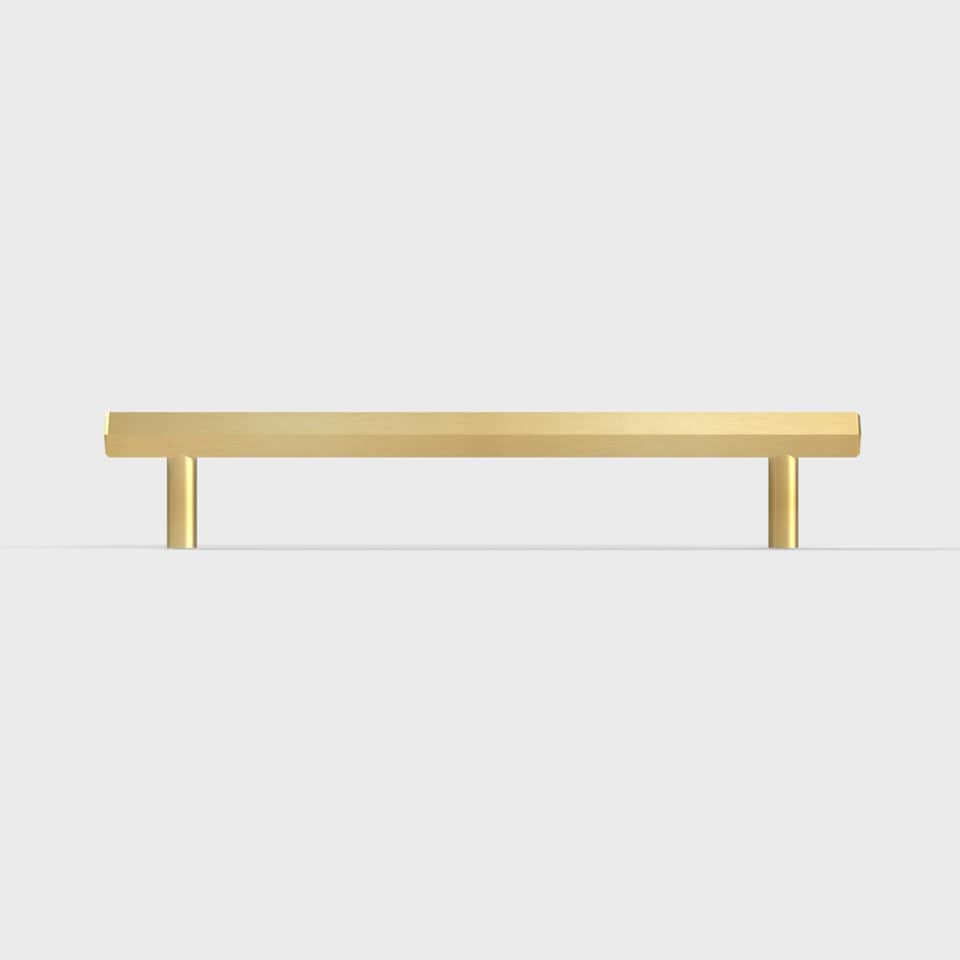 image 1 of Pushka Home Solid Brass Slim Hexagonal Cabinet Bar Handle 384m - Gold Gold