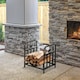 image 2 of Outsunny Metal Firewood Log Holder Indoor Outdoor Firewood Rack Inner Arced Fireplace Wood Storage Shelf w Bear Shape Design, RustResistant, Black, 42W x 33.5D x 43H cm