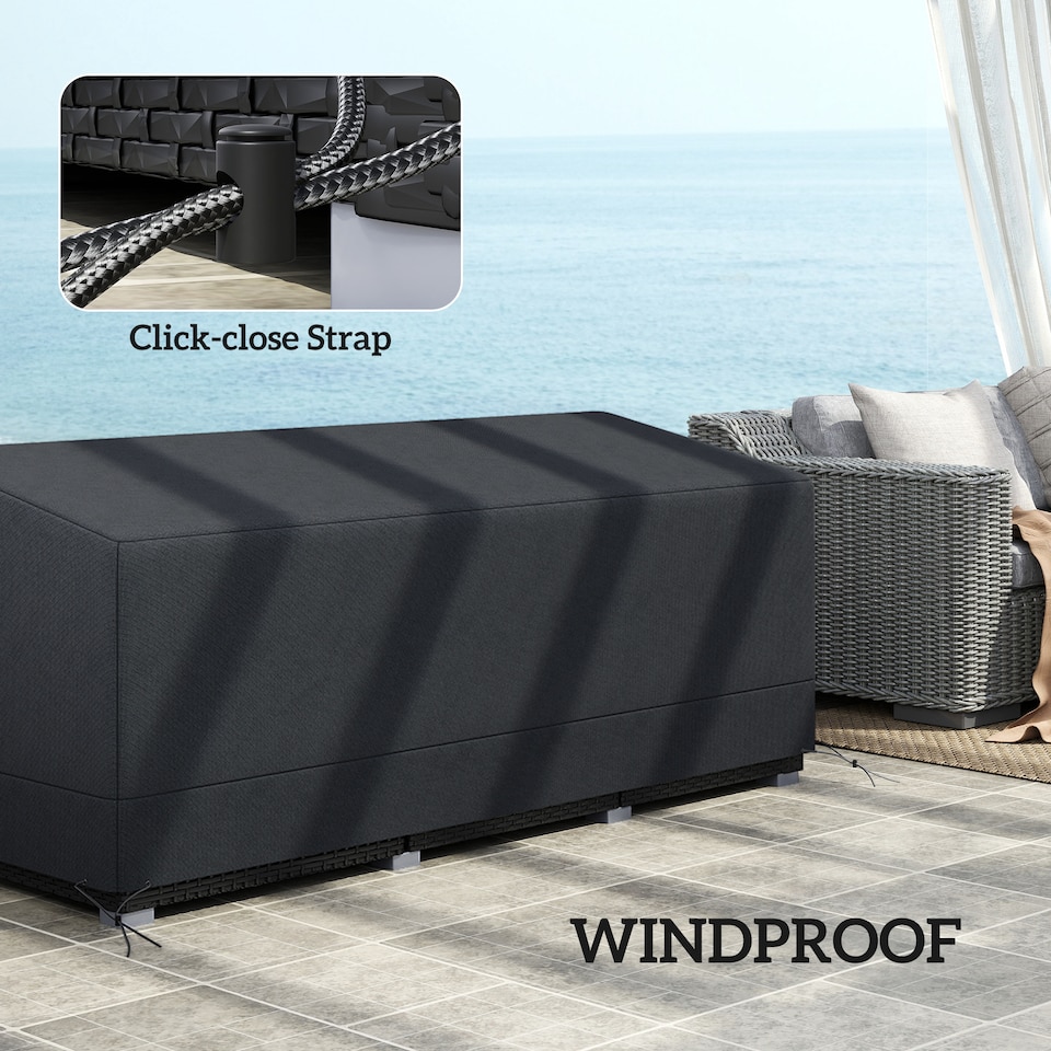 image 1 of Outsunny 190x72x76cm Rectangular Patio Furniture Cover for Chairs Black | Black | Black | 190.5cm x 72cm x 76cm