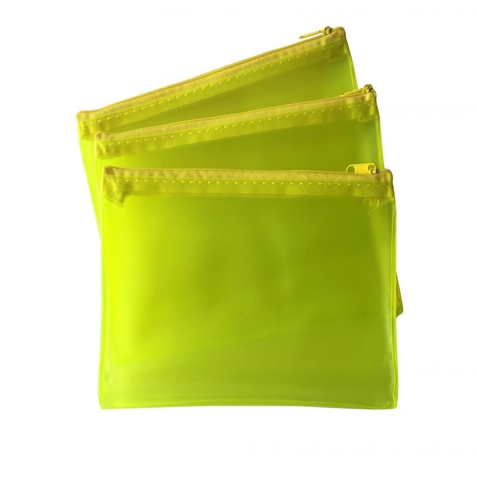 image 1 of 8x5" Frosted Yellow Pencil Case - See Through Exam Clear Translucent