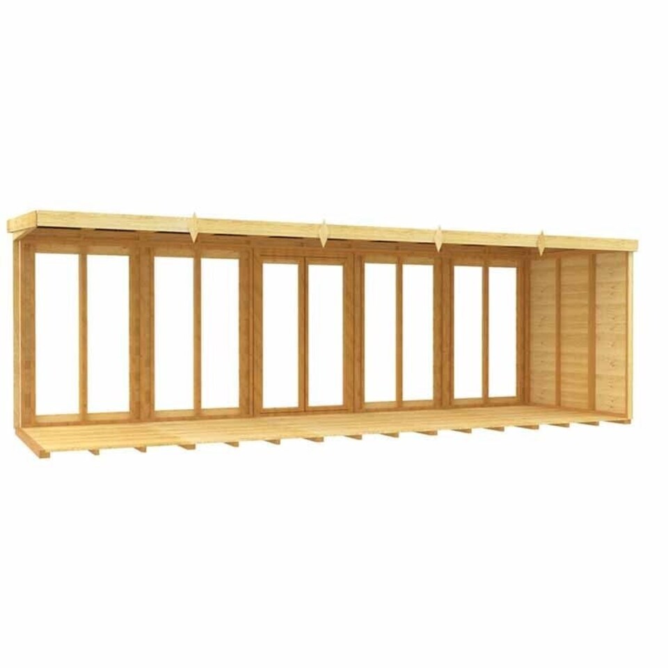 20ft x 5ft Pent Summer House (Full Height Window) - Wood - L147 x W589 ...