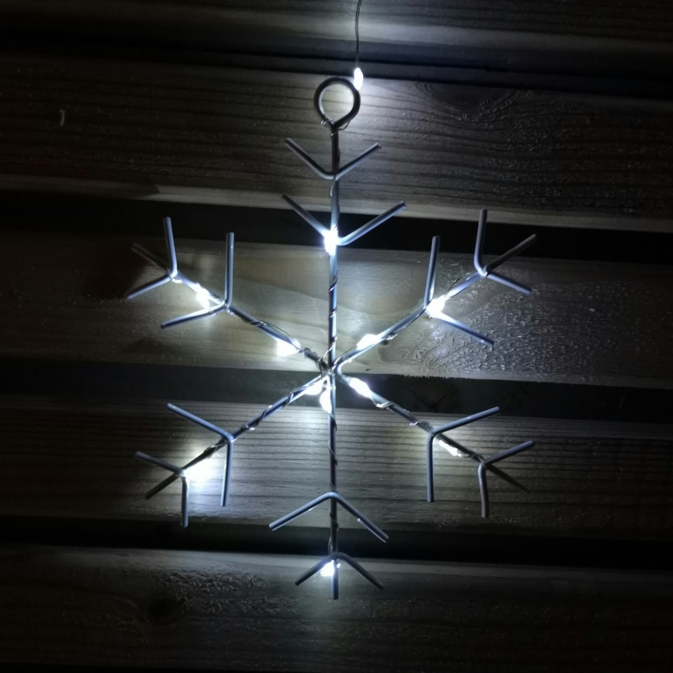image 1 of 1.2m Battery Operated Snowflake Curtain Christmas Lights with 147 White LEDs