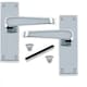 image 2 of Golden Grace 1 Pair Victorian Straight Latch Door Handles in Polished Chrome with Hinges & Latches - 120mm x 40mm Backplate | Chrome | 1 Set