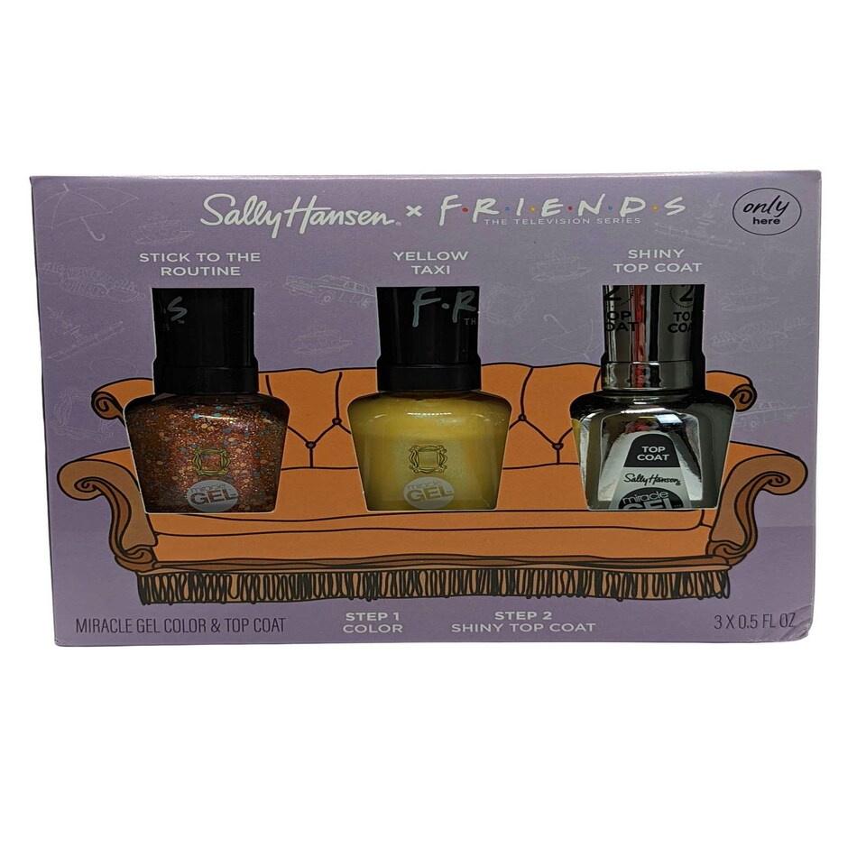 image 1 of Miracle Gel Sally Hansen Friends Edition Colours and Top Coat Stick to Routine, Yellow Taxi, Top Coat Sally Hansen N/A