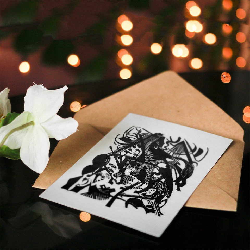 image 1 of Franz Marc Art Card Birth of the Wolves Abstract Painting