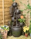 image 4 of York 3-Tier Cascading Jars Garden Outdoor Water Feature Fountain & Planter with Lights H120cm