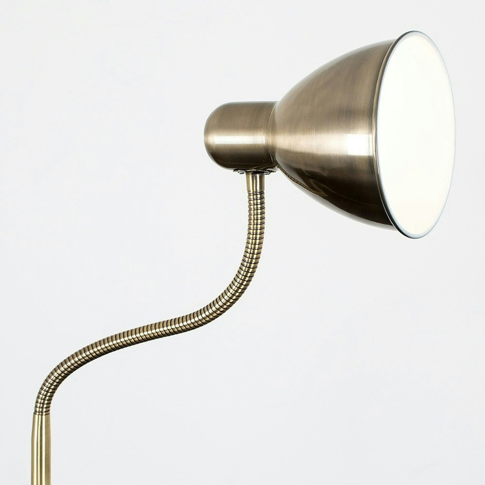 image 1 of ValueLights Antique Brass Adjustable Reading Craft Floor Lamp