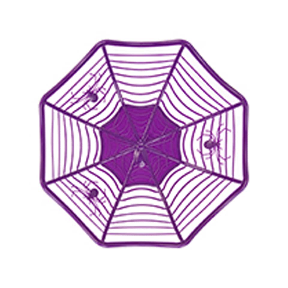 image 1 of Purple Spider's Web Reusable Halloween Plastic Candy Basket 27cm