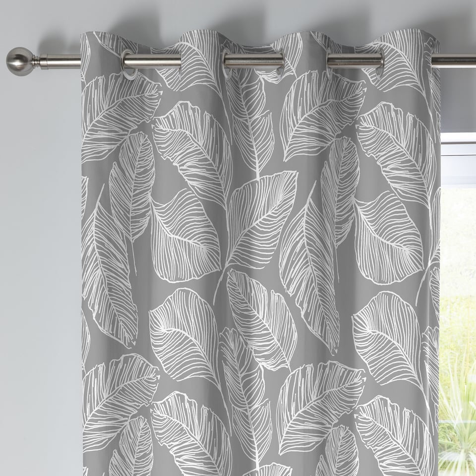 image 1 of Fusion Matteo Eyelet Curtains Grey