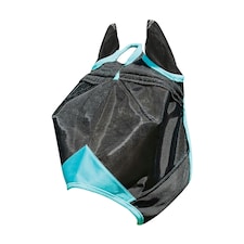 Weatherbeeta Comfitec Deluxe Fine Mesh Horse Fly Mask With Ears - Black/Turquoise - Mini