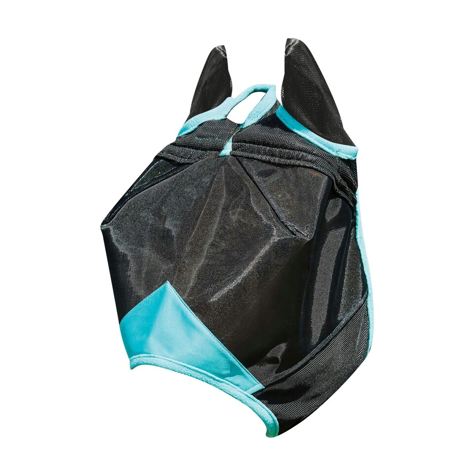 image 1 of Weatherbeeta Comfitec Deluxe Fine Mesh Horse Fly Mask With Ears - Black/Turquoise - Mini