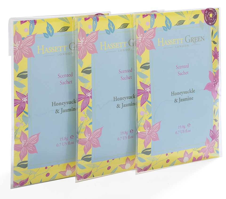 image 1 of Hassett Green London - Honeysuckle & Jasmine - Handmade Large Scented Sachets - Pack of 3 - For Wardrobes & Drawers