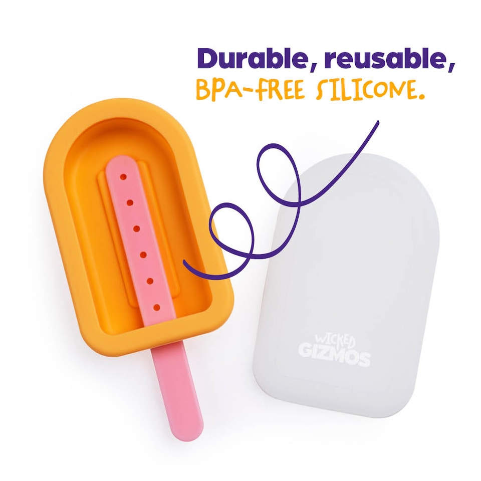 image 1 of 4 Ice Lolly Moulds with Sticks Orange and Green