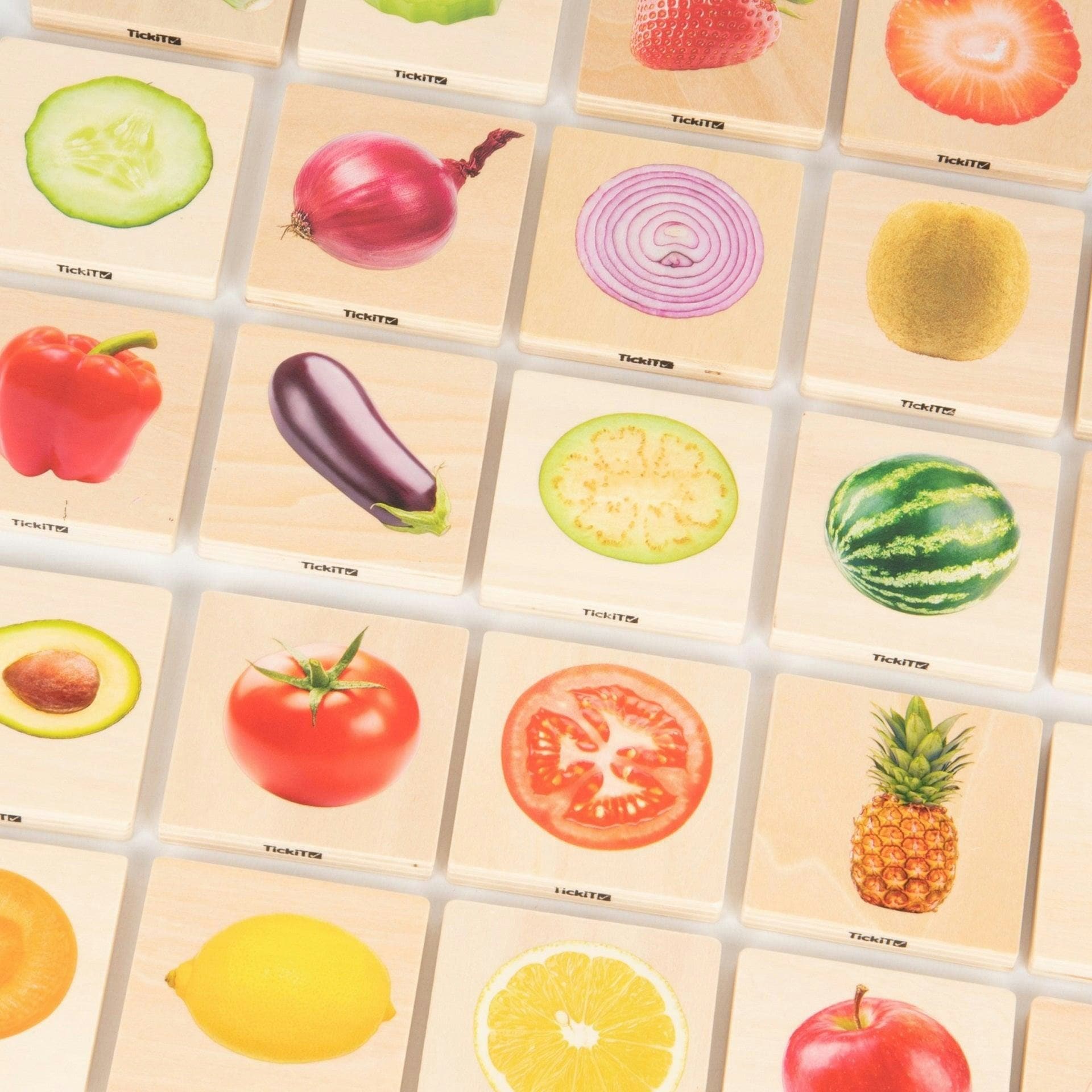 Juego De Memoria Frutas Y Verduras TickiT Fruit & Vegetable Match Memory Set – Juego De Memoria De Frutas Y Verduras De Madera