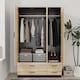 image 6 of 3 Door 4 Drawer Wardrobe With Hanging Rail And Storage Shelf | Black | Black Carcass & Oak Door | 1