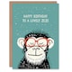 image 1 of Lovely Zeze Cheeky Chimp Nerd non Binary Birthday Card