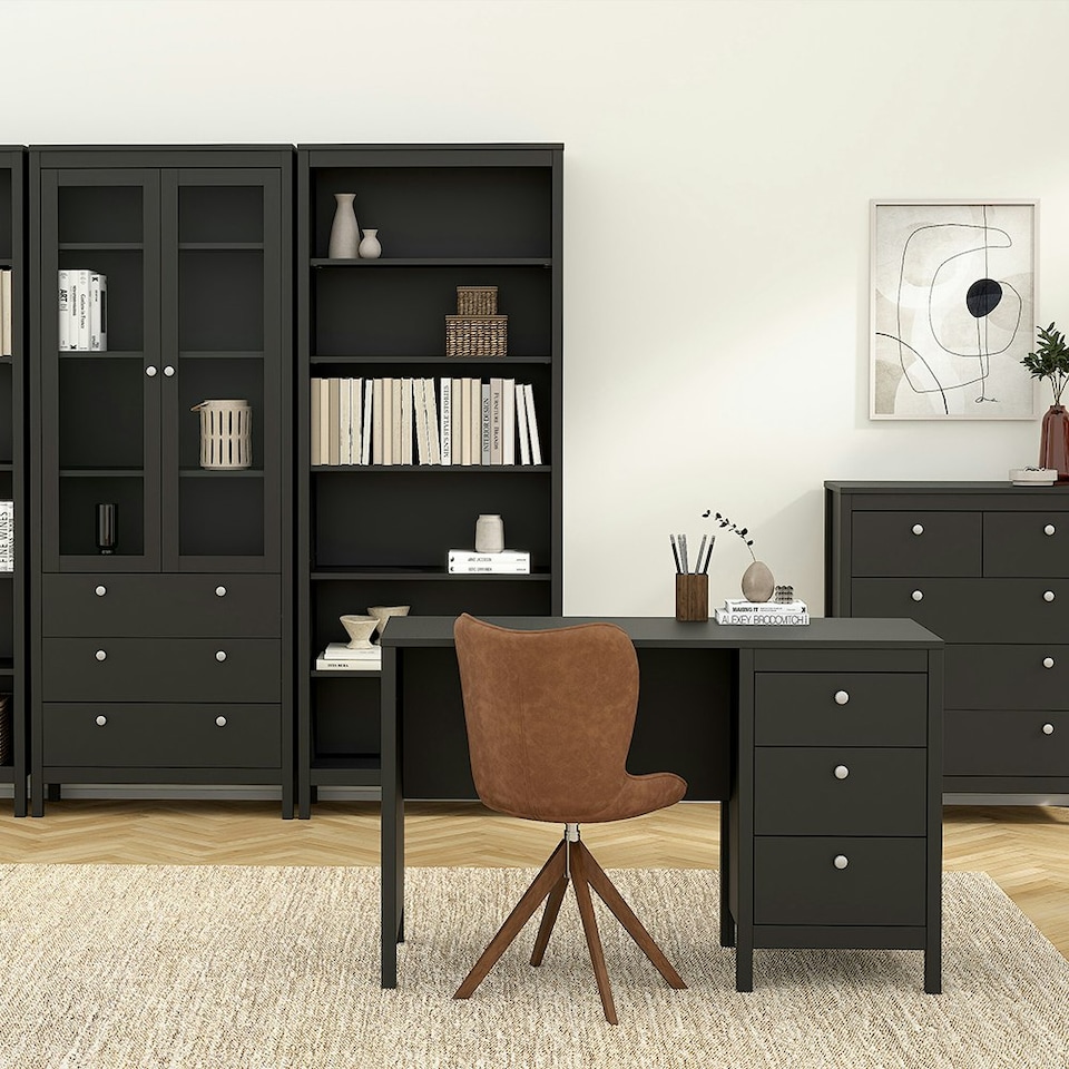 image 1 of Madrid Desk 3 Drawers Matt Black