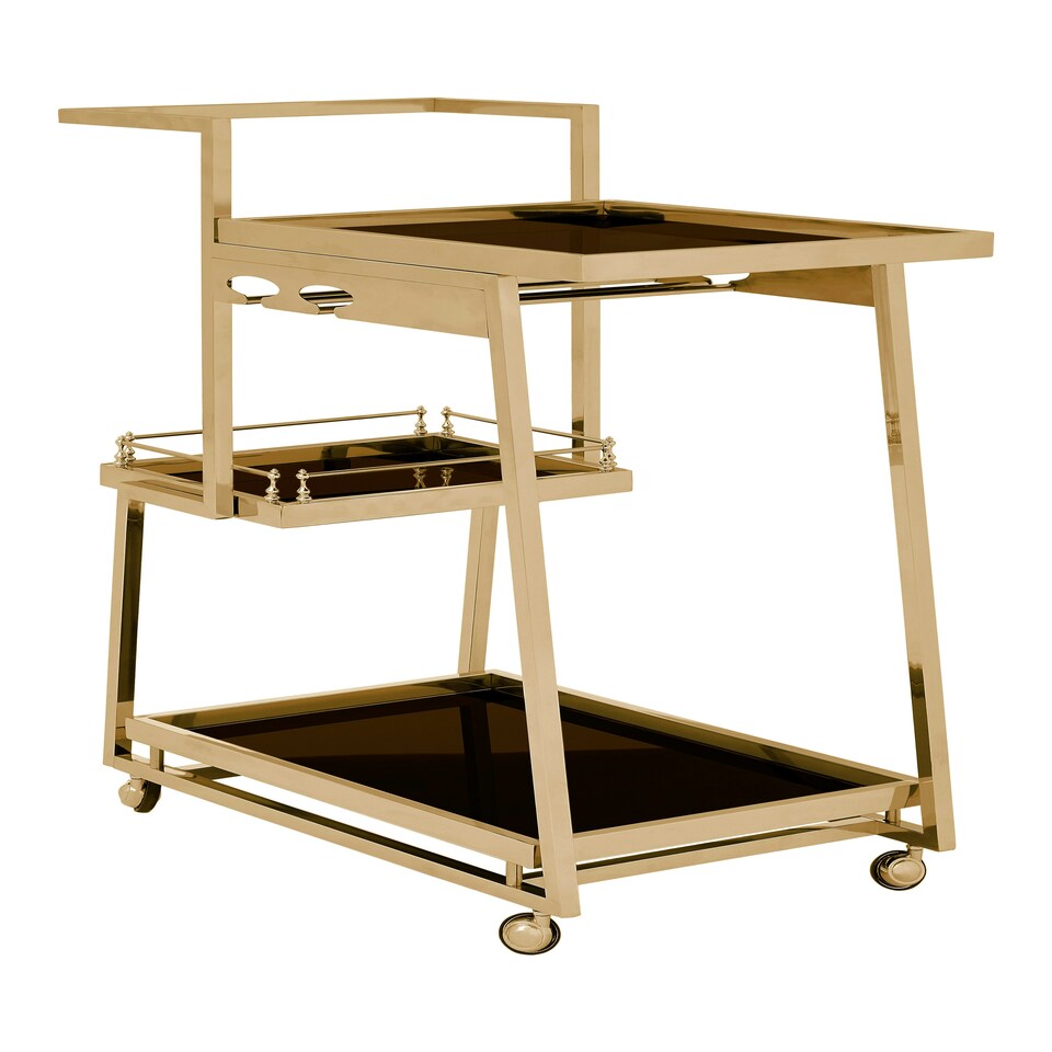 Novo 3 Tier Gold Finish Trolley Gold