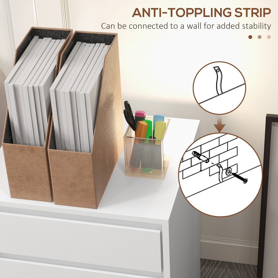 image 1 of HOMCOM Mobile Filing Cabinet with 4 Drawers, Under Desk Storage Cabinet for Home Office, White | White | White