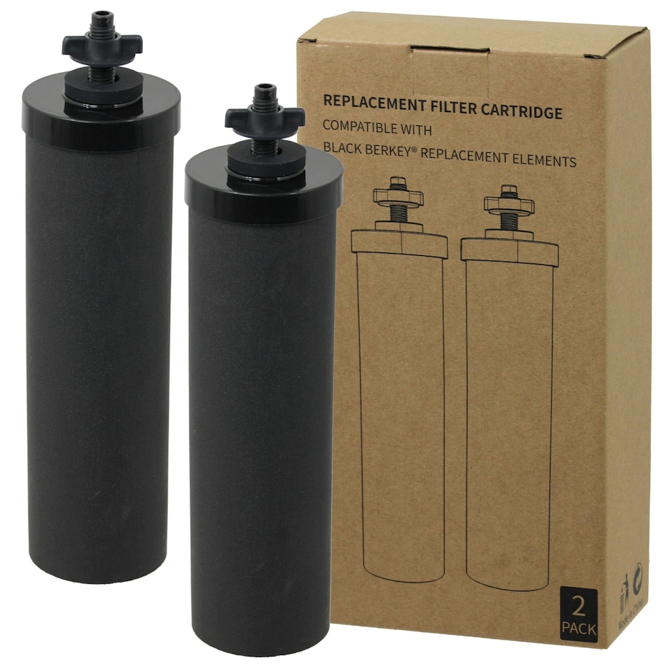 image 1 of SPARES2GO Water Filter Elements compatible with Berkey Purification System (2 x Cartridge Filters)