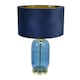 image 4 of ValueLights Leigh Navy Blue and Gold Table Lamp Navy Velvet Gold Shade & Bulb | Blue
