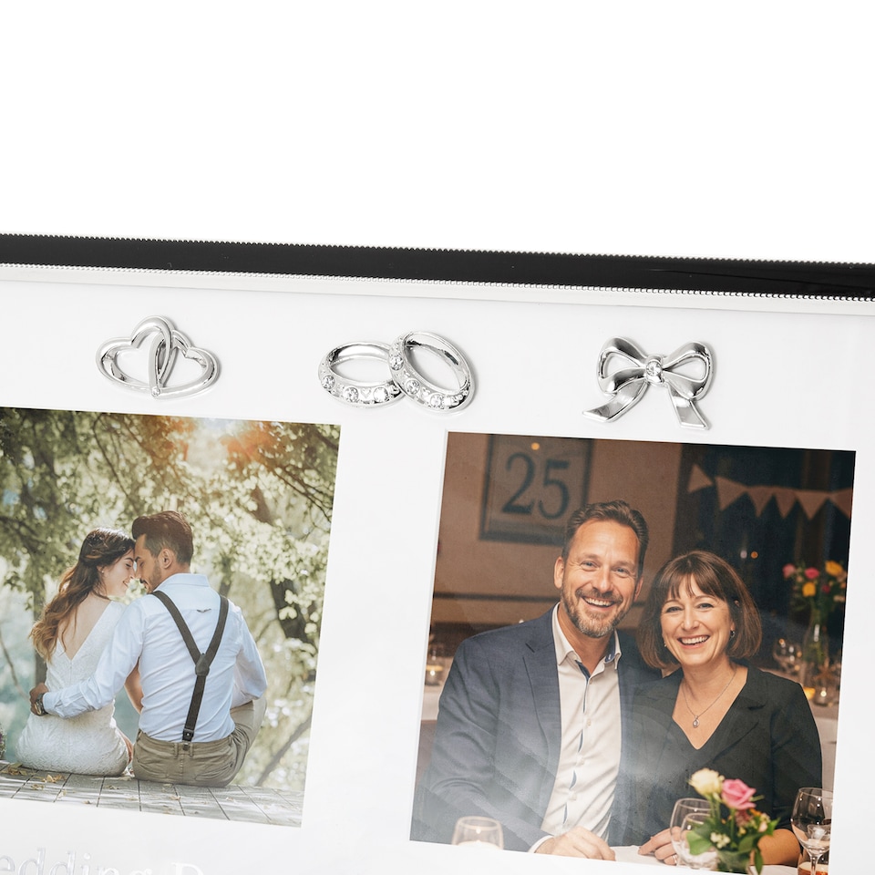 image 1 of 25th Anniversary & Wedding Frame with Silver & Black Icons | Silver | One Size