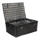 image 1 of 67cm Black Wicker Rope Handled Picnic Basket | Black | Black | One Size