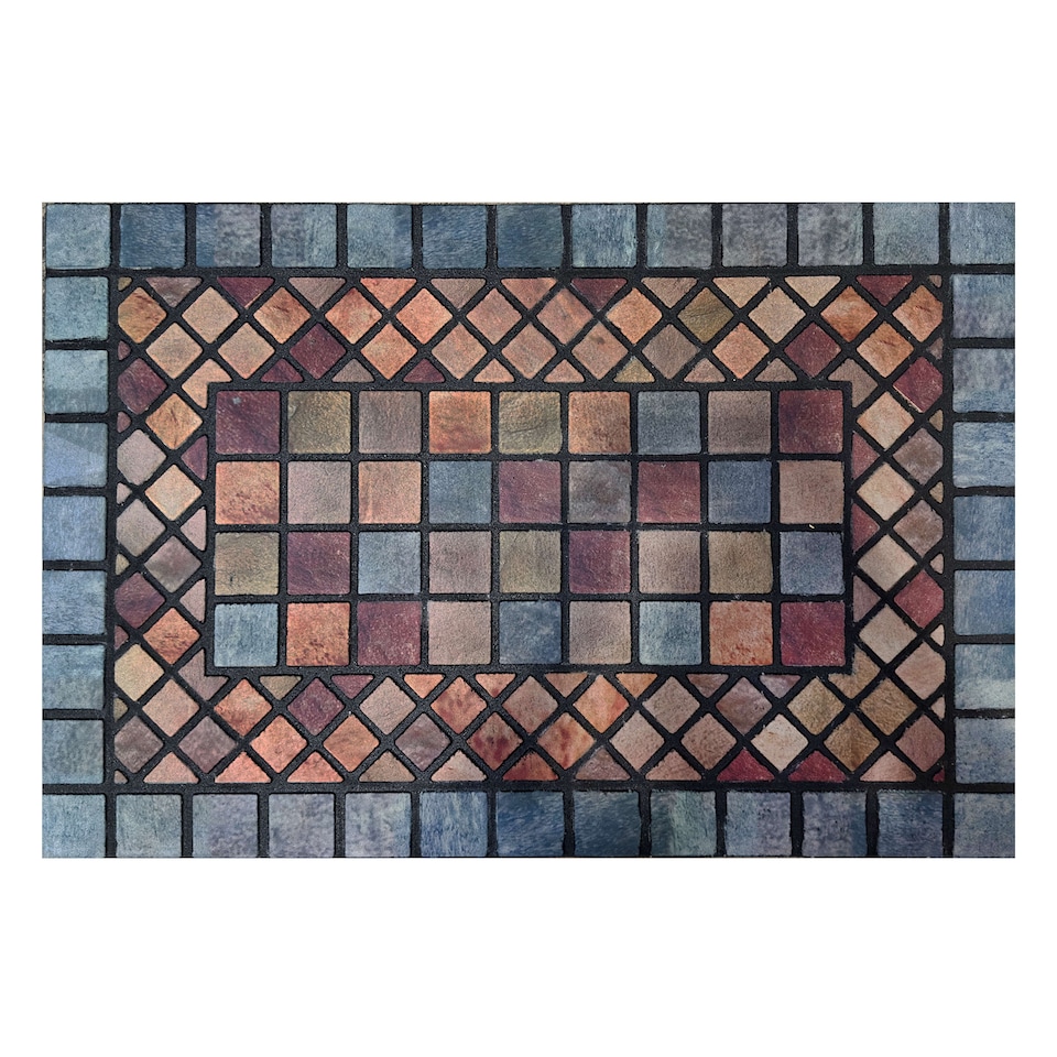 image 1 of Nicoman Rubber Elegant Blue Tile Doormat - 90x60cm