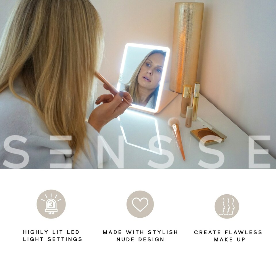 image 1 of Sensse Modern Marble LED Glow Up Mirror Gold