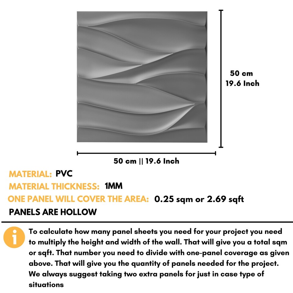 image 1 of NOVECRAFTO Wavy Wave 3D Wall Panels – 6 Sheets Covering 1.5m² | 16.15ft² Interior Cladding Set | Wavy Design Tiles – Each Panel 50x50cm Silver Grey