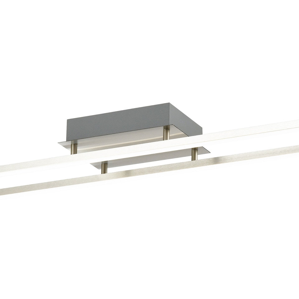 image 1 of Brushed Nickel LED Ceiling Strip Light Fitting - Ideal for Kitchens | Silver