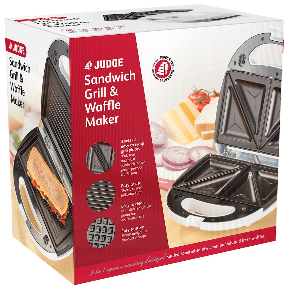 image 1 of Judge 3-in-1 Electric Sandwich, Grill and Waffle Maker