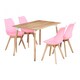 image 1 of 5PCs Dining Set - an Oak Halo Dining Table & Set of 4 Lorenzo Tulip Chairs with Padded Seat | Pink