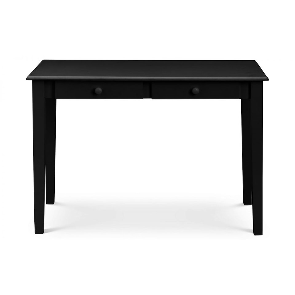 image 1 of Black Free-Standing Table with 2 Drawers | Black | Black