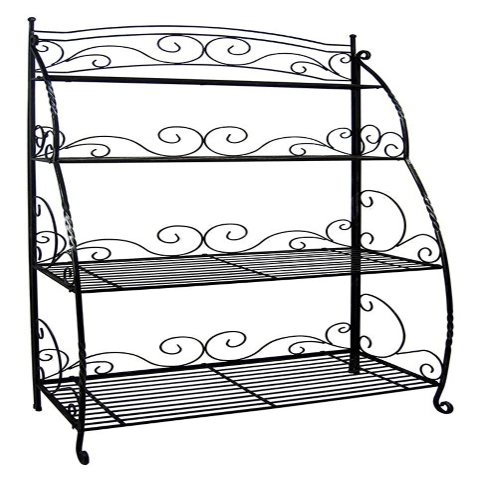 image 1 of Folding Plant Stand 4 Shelf Black