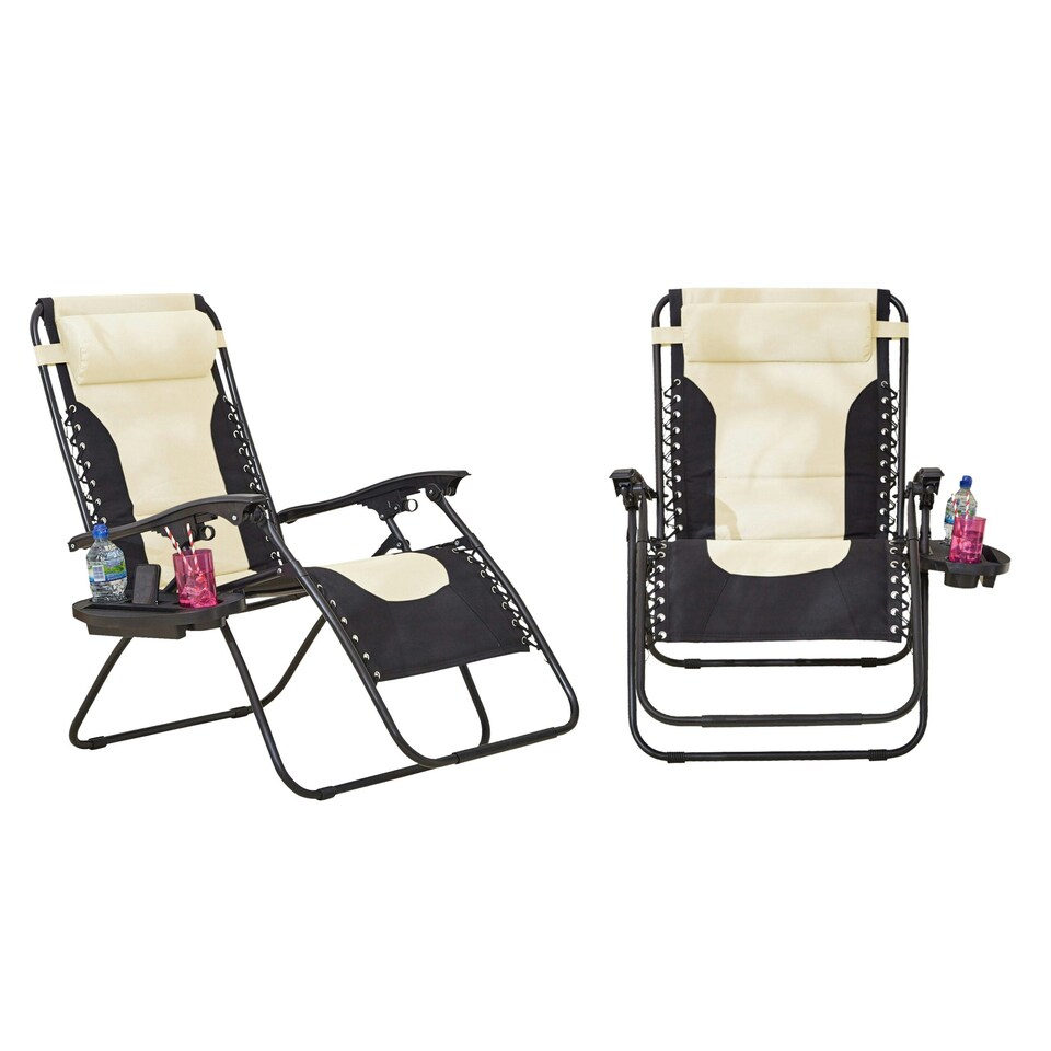 image 1 of Neo Pair of Outdoor Zero Gravity XL Sun Loungers - Cream Cream