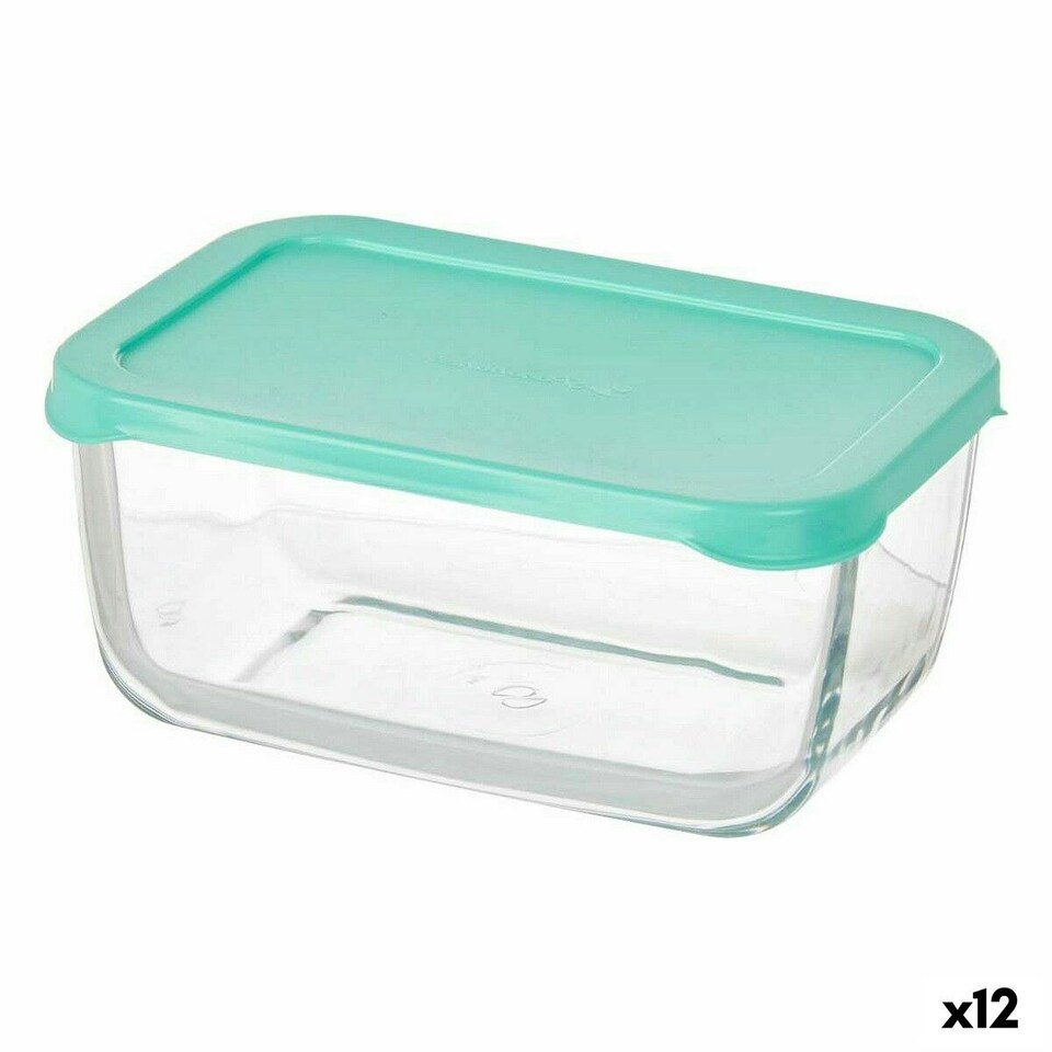 image 1 of Lunch box Pasabahce Snow Green Transparent Glass Polyethylene 790 ml 16,3 x 7,4 x 11,4 cm (12 Units) N/A