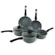 image 1 of Set of 5 Marble Grey Saucepan & Fryingpan