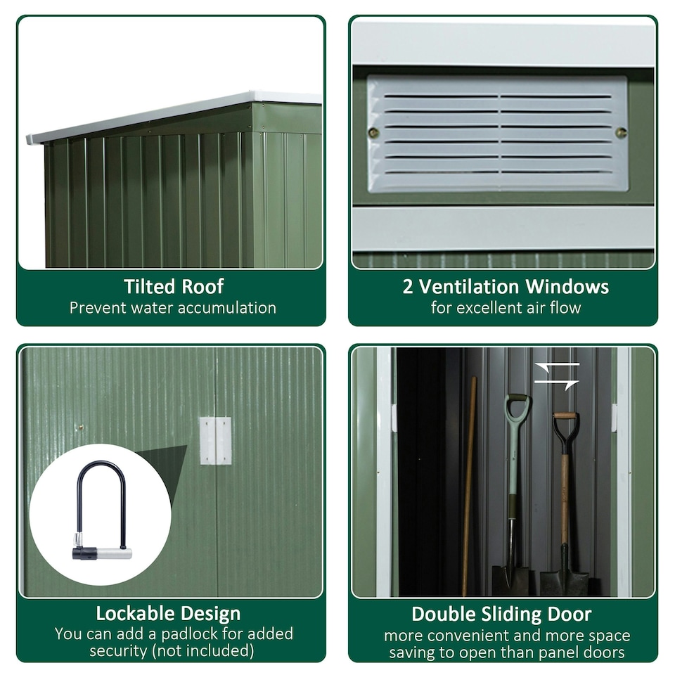 image 1 of Outsunny 9 x 4FT Metal Garden Storage Shed w/ 2 Door, Light Green