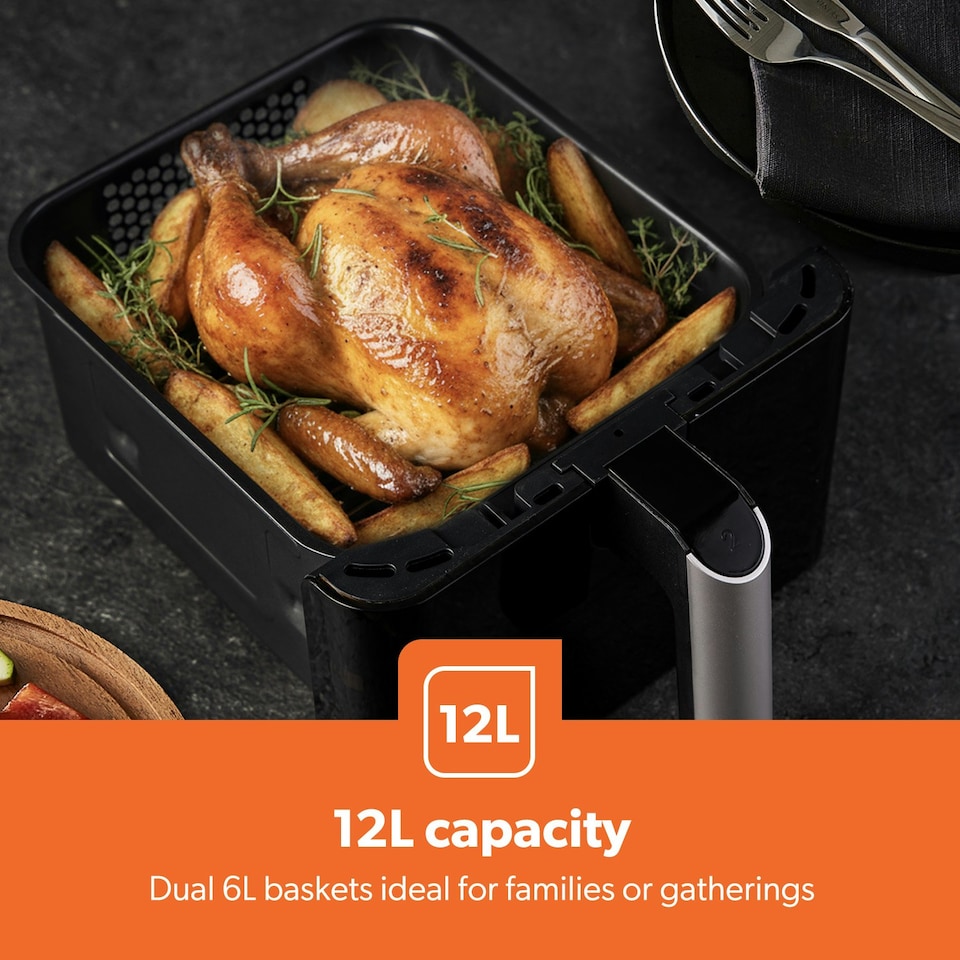 image 1 of GEEPAS 2800W Dual Basket Stack Air Fryer | 12L XXL Capacity