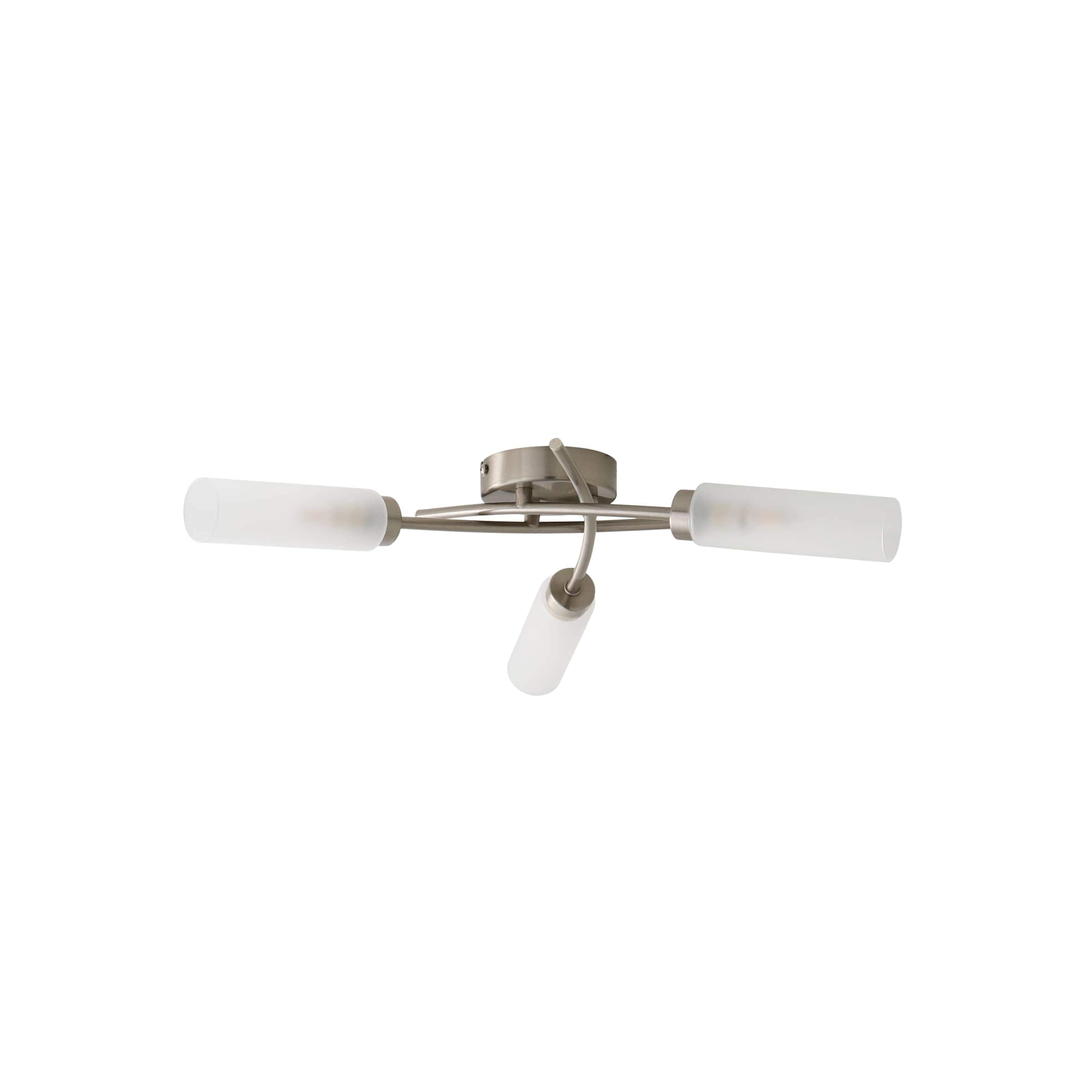ValueLights Maya 3 Way Curved Cross Over Flush Ceiling Light with LED Bulb in Silver