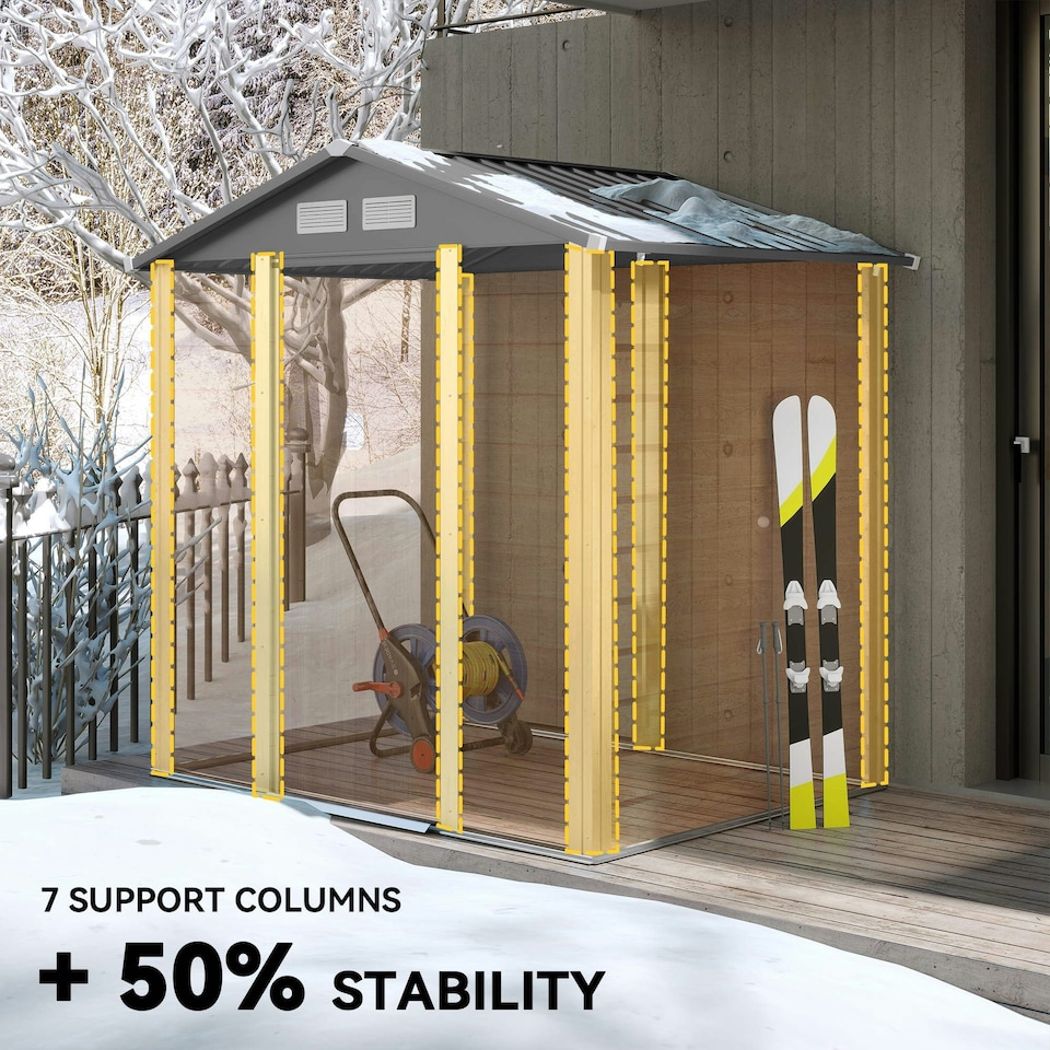 image 1 of Outsunny 6.5x5.2ft Garden Shed Wood Effect Tool Storage Sliding Door Wood Grain