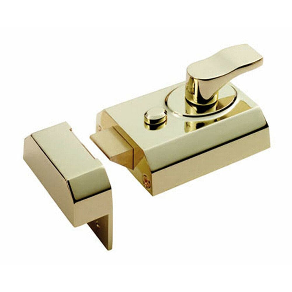 Loops Contract Rim Cylinder Nightlatch 60mm Electro Brassed Door Security Lock in Metallics