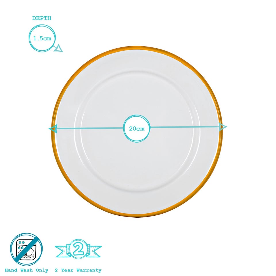 image 1 of Argon Tableware 20cm Enamel Side Plates Set - 4 Colours - 8inch Small Dish Plates Metal Enamel Tableware Dinner Set