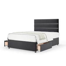 Super Ortho Orthopaedic Graphite Plush Velvet 2 Drawer Divan Set And Milan Headboard King Size