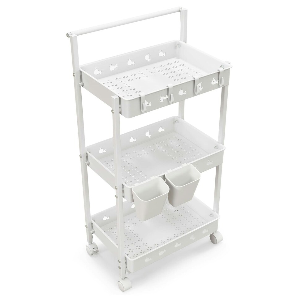 image 1 of COSTWAY 3-Tier Rolling Storage Cart Utility Cart