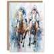 image 1 of Jockeys Horse racing Racehorses Modern Pastel Him Her Birthday Card