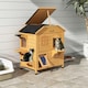 image 2 of PawHut Wooden Cat House Cat Cave Pet Shelter Condos Outdoor Natural Wood Finish
