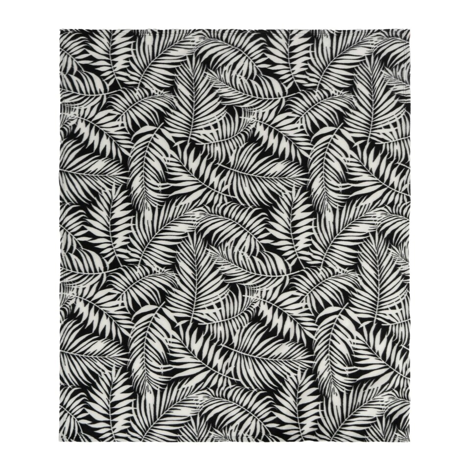 image 1 of OHS 10 x Leaf Ultra Soft Polar Throw Blanket, 120x150cm - Black/White