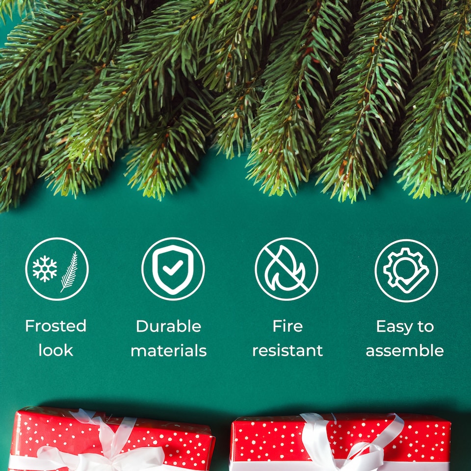 image 1 of Neo 7 Foot Artificial Green Natural Spruce Grandis Fir Real Realistic Look Shape Xmas Christmas Tree | Green | 7ft